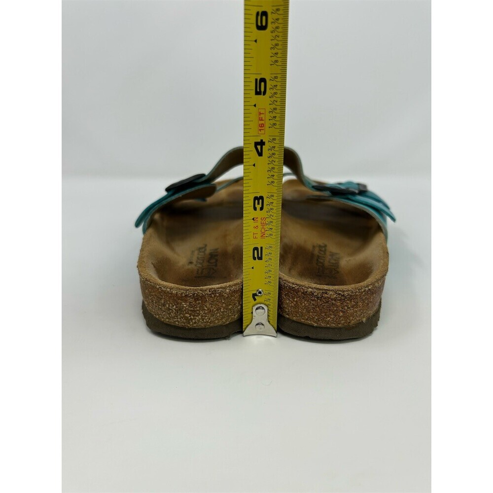 NAOT Slide Sandals Teal Blue Two Strap Cork Footbed Buckle Comfort Size 39 - Picture 7 of 10